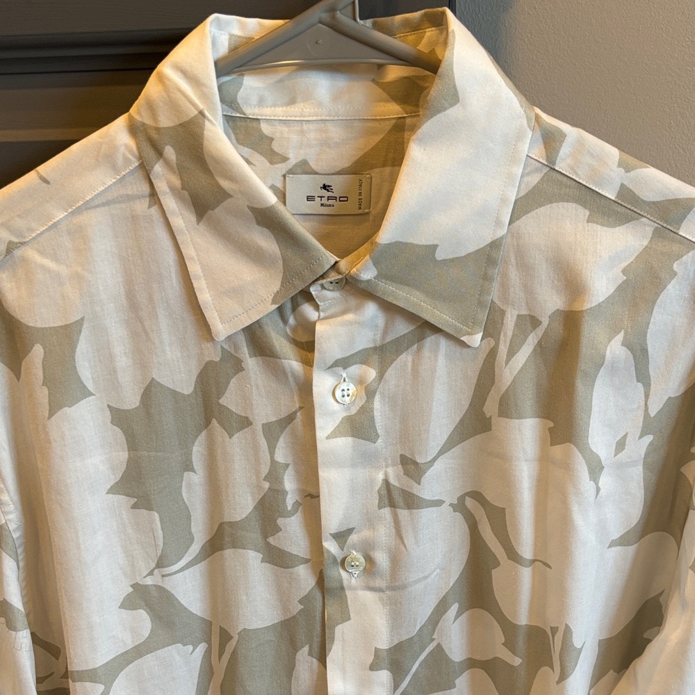 Eton Beige and White Floral Shirt